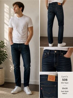 Levi’s 508 Slim Taper Jeans 30x30 Dark Wash NWOT Modern Fit Men’s Denim